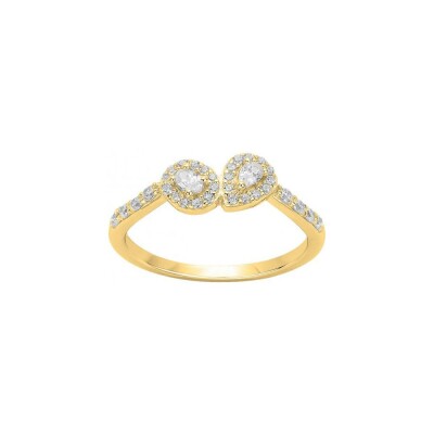 Bague en plaqué or et oxyde de zirconium