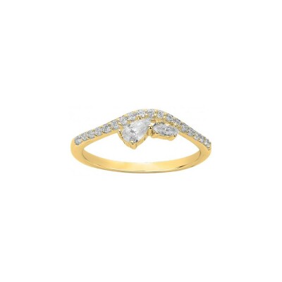 Bague en plaqué or et oxyde de zirconium