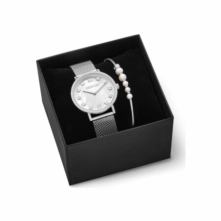 Coffret montre et bracelet Cœur de Lion en acier