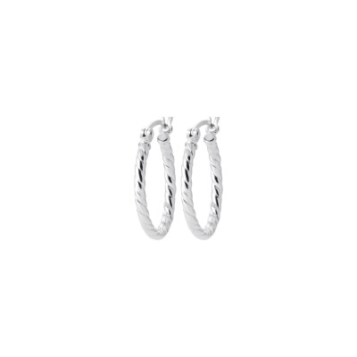 Boucles d'oreilles créoles en argent rhodié