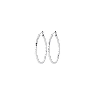 Boucles d'oreilles créoles en argent rhodié