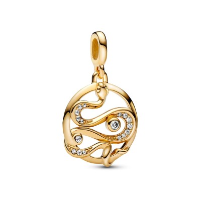 Charm Pandora Me Médaillon serpent Pavé en métal doré 