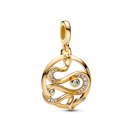 Charm Pandora Me Médaillon serpent Pavé en métal doré 