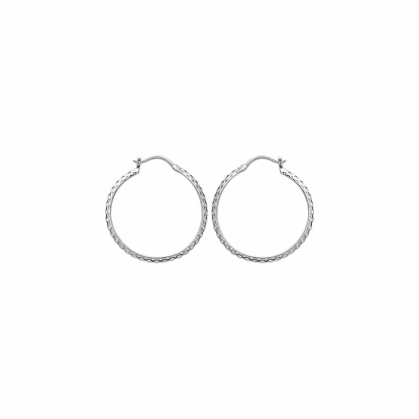 Boucles d'oreilles créoles en argent rhodié