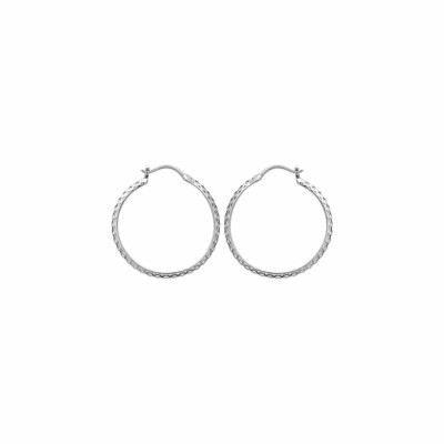 Boucles d'oreilles créoles en argent rhodié