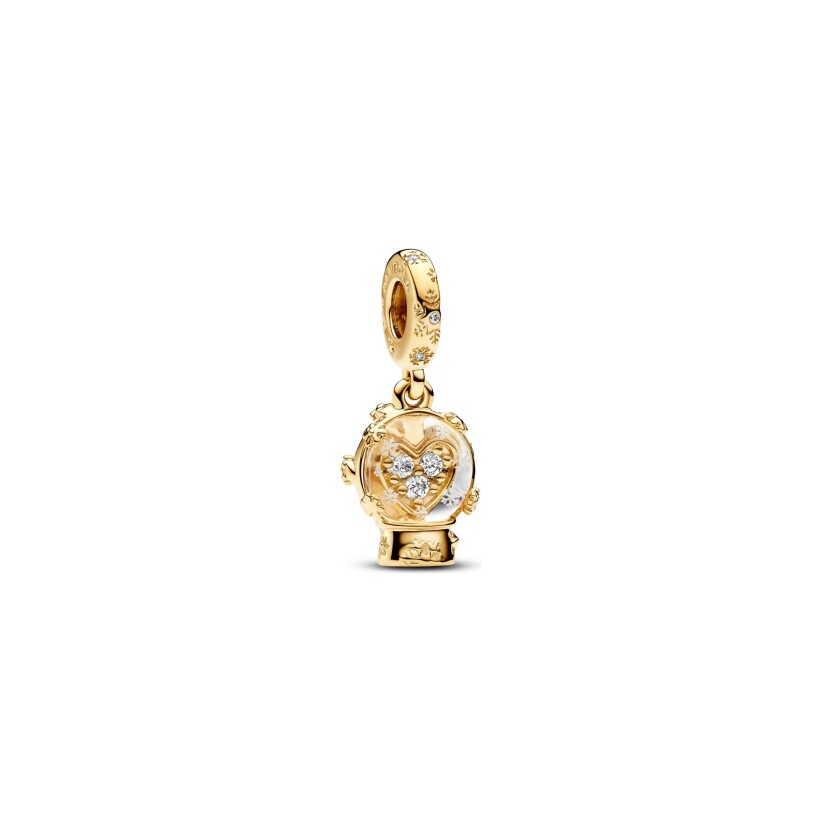 Charm Pandora Pendant Boule De Neige Cœur Et Flocon en métal doré et oxydes de zirconium