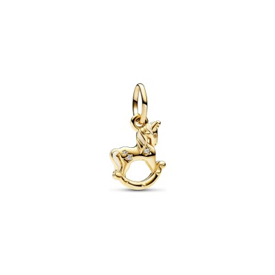 Charm Pandora Pendant Licorne À Bascule en argent, métal doré, oxyde de zirconium et résine