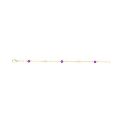 Bracelet en plaqué or et oxyde de zirconium - 16+3cm