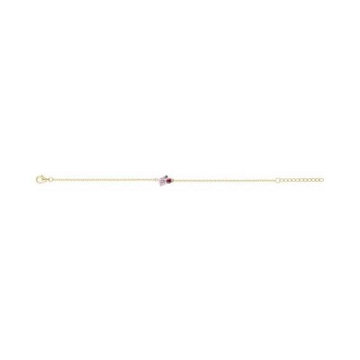 Bracelet en plaqué or et oxyde de zirconium - 16+3cm