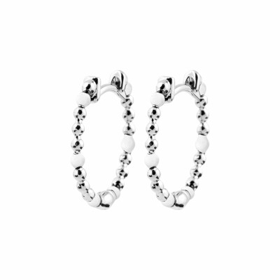 Boucles d'oreilles créoles en argent rhodié et émail