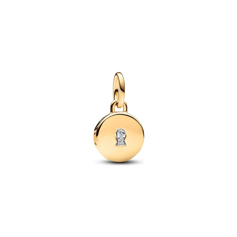 Charm Pandora Pendant Médaillon Amour Ouvrable Et Gravable en métal doré et oxyde de zirconium