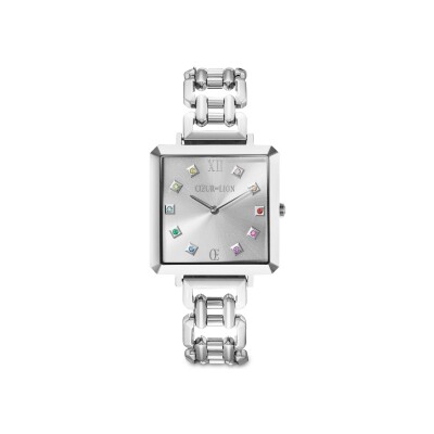 Montre Cœur de Lion Iconic Cube Classic Rainbow Statement argent