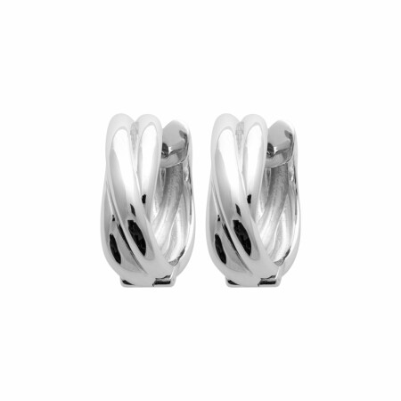 Boucles d'oreilles créoles en argent rhodié