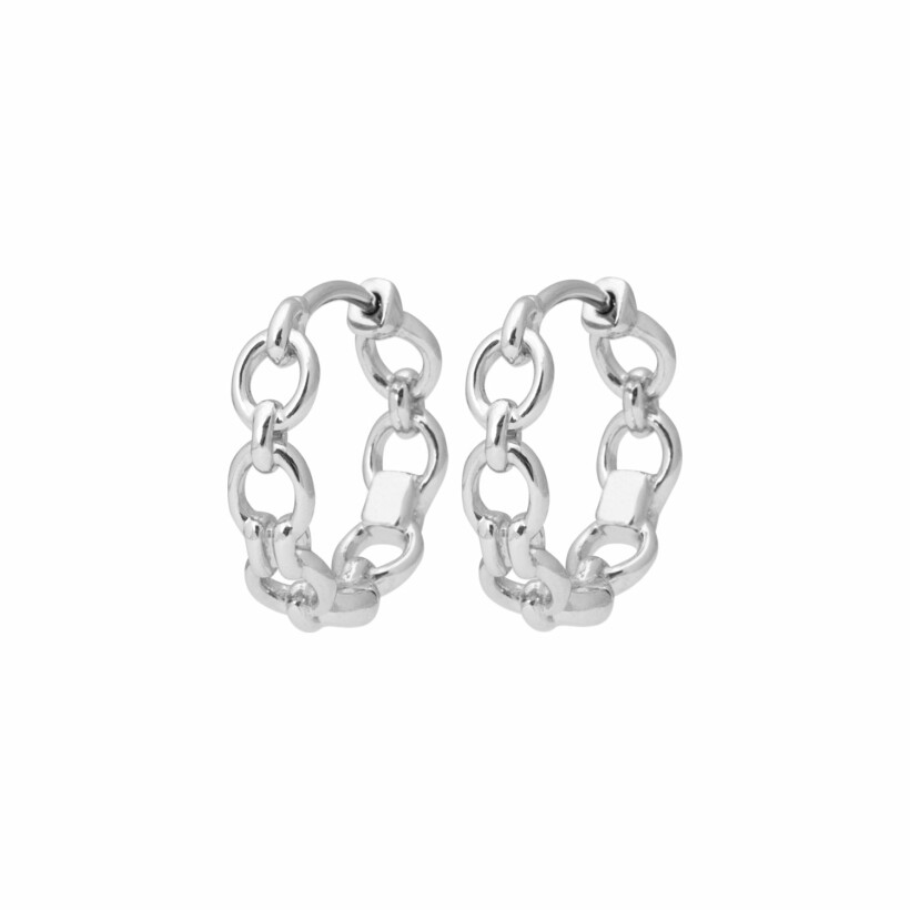 Boucles d'oreilles créoles en argent rhodié