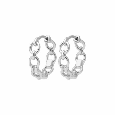 Boucles d'oreilles créoles en argent rhodié