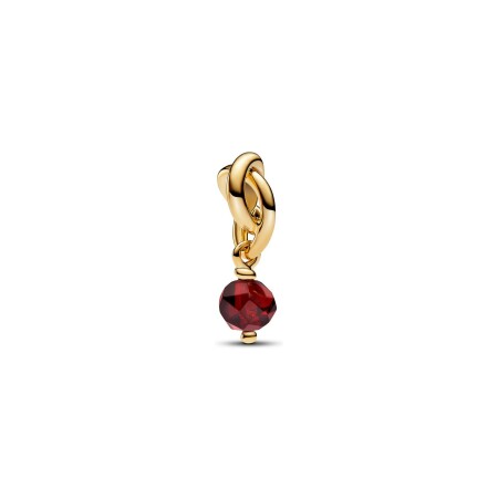 Charm Pandora Moments Pendant Cercle de l'Éternité Rouge Facetté en métal doré et cristal de synthèse