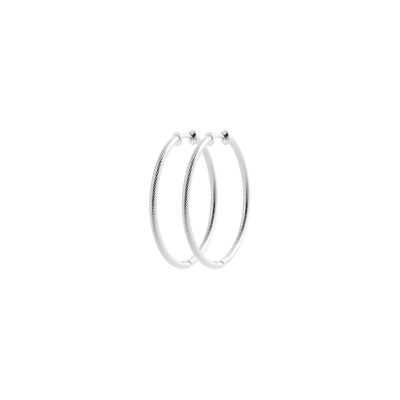 Boucles d'oreilles créoles en argent rhodié