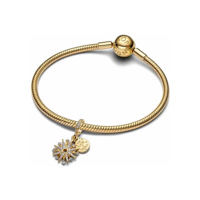 Charm Pandora Double Feu d'Artifice Scintillant en métal doré et oxydes de zirconium