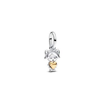 Charm Pandora Moments Fille Heureuse en argent et métal doré