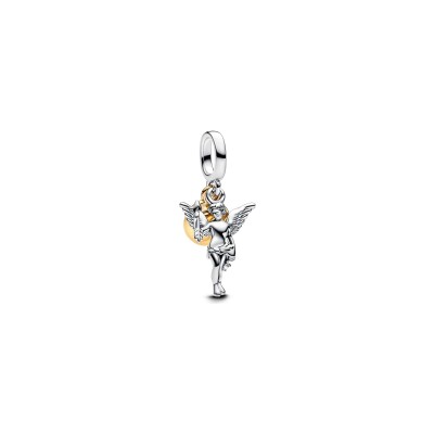 Charm pendant Pandora Cupidon en argent et métal doré rose