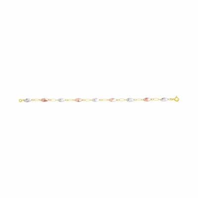 Bracelet en or jaune, or blanc, or rose, 18cm