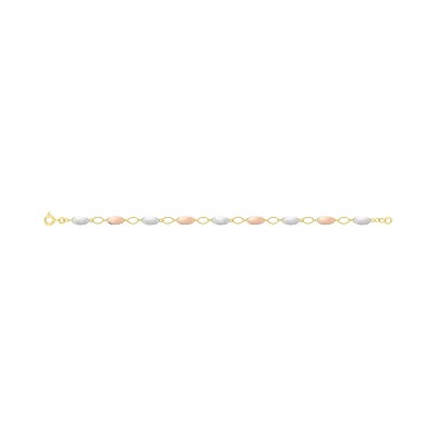 Bracelet fantaisie en or jaune, or blanc et or rose