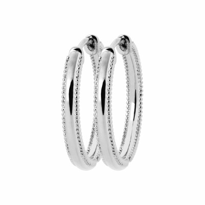 Boucles d'oreilles créoles en argent rhodié