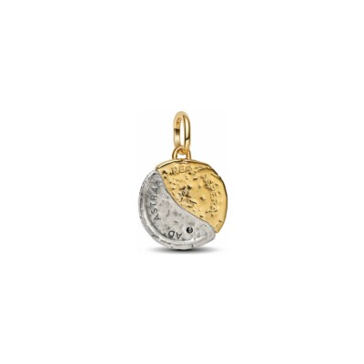 Charm Pandora Médaillon Soleil Et Lune en argent, métal doré et oxyde de zirconium