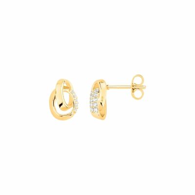 Boucles d'oreilles clous en plaqué or et oxydes de zirconium