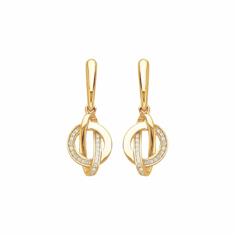 Boucles d'oreilles pendantes en plaqué or et oxydes de zirconium