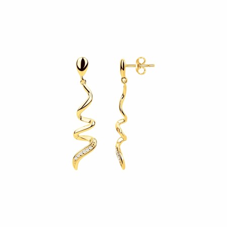 Boucles d'oreilles pendantes en plaqué or et oxydes de zirconium