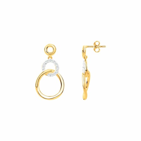 Boucles d'oreilles pendantes en plaqué or et oxydes de zirconium