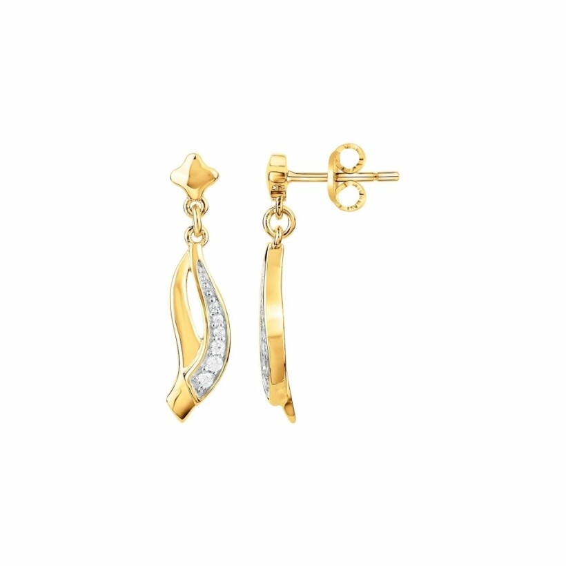 Boucles d'oreilles pendantes en plaqué or et oxydes de zirconium