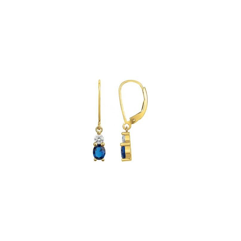 Boucles d'oreilles en plaqué or, spinelle bleue et oxyde de zirconium