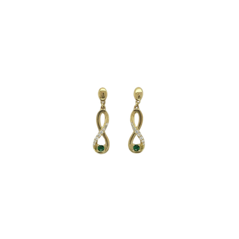 Boucles d'oreilles pendantes en plaqué or, oxydes de zirconium et pierres de couleurs