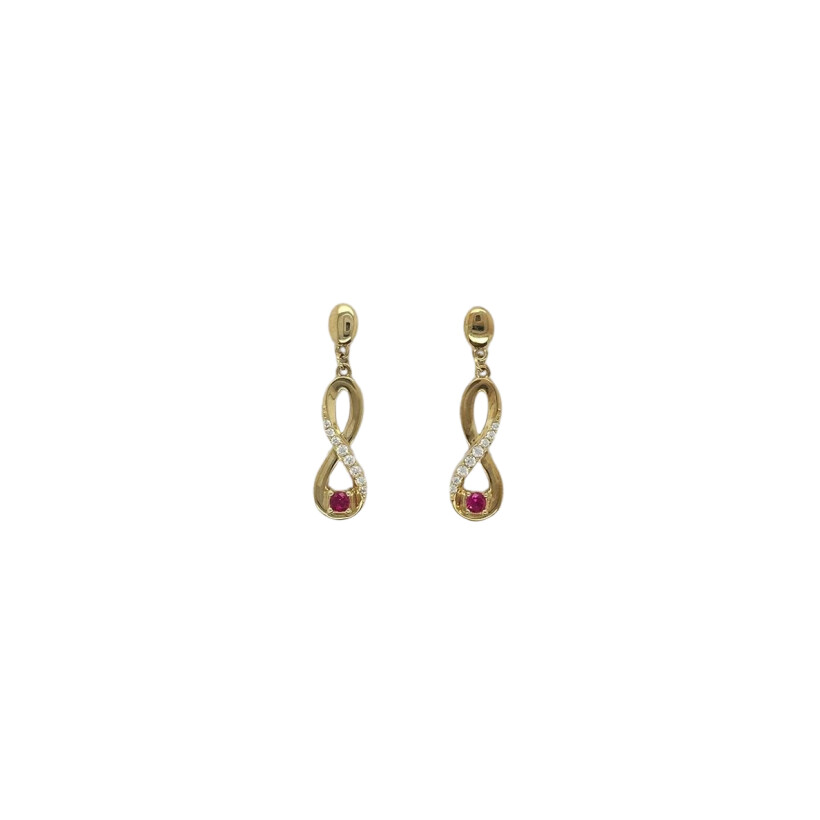Boucles d'oreilles pendantes en plaqué or, oxydes de zirconium et pierres de couleurs