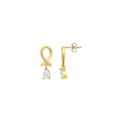 Boucles d'oreilles pendantes en plaqué or et oxydes de zirconium