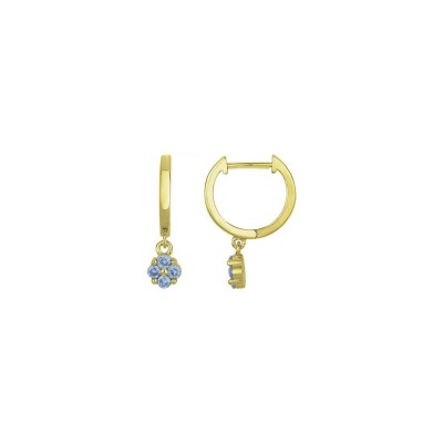 Boucles d'oreilles en plaqué or et spinelle synthétique bleue