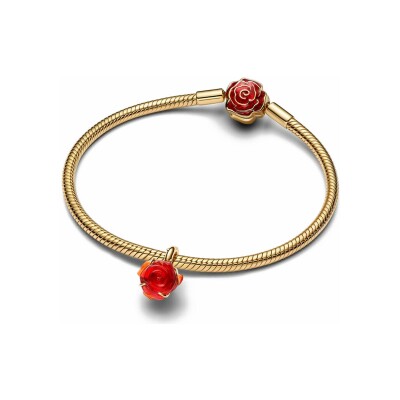 Charm Pandora Pandora X Disney La Belle Et La Bête Rose Enchantée en métal doré