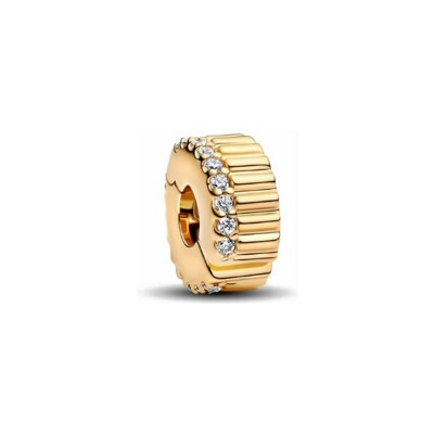 Charm Pandora Clip Strié en métal doré