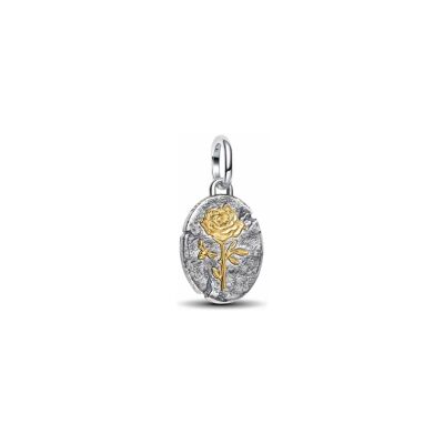 Charm Pandora Médaillon Rose en argent et métal doré