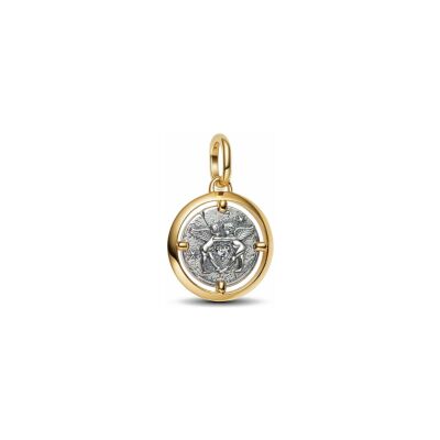Charm Pandora Médaillon Cupidon en argent, métal doré et oxyde de zirconium
