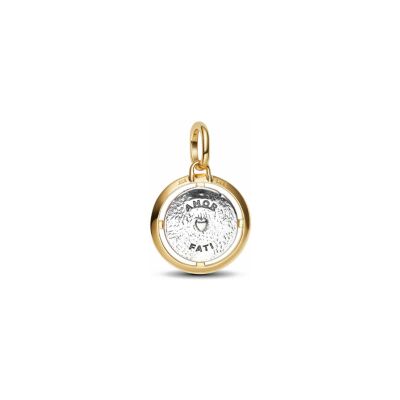 Charm Pandora Médaillon Cupidon en argent, métal doré et oxyde de zirconium