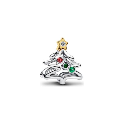 Charm Pandora Sapin de Noël en argent, métal doré et oxydes de zirconium