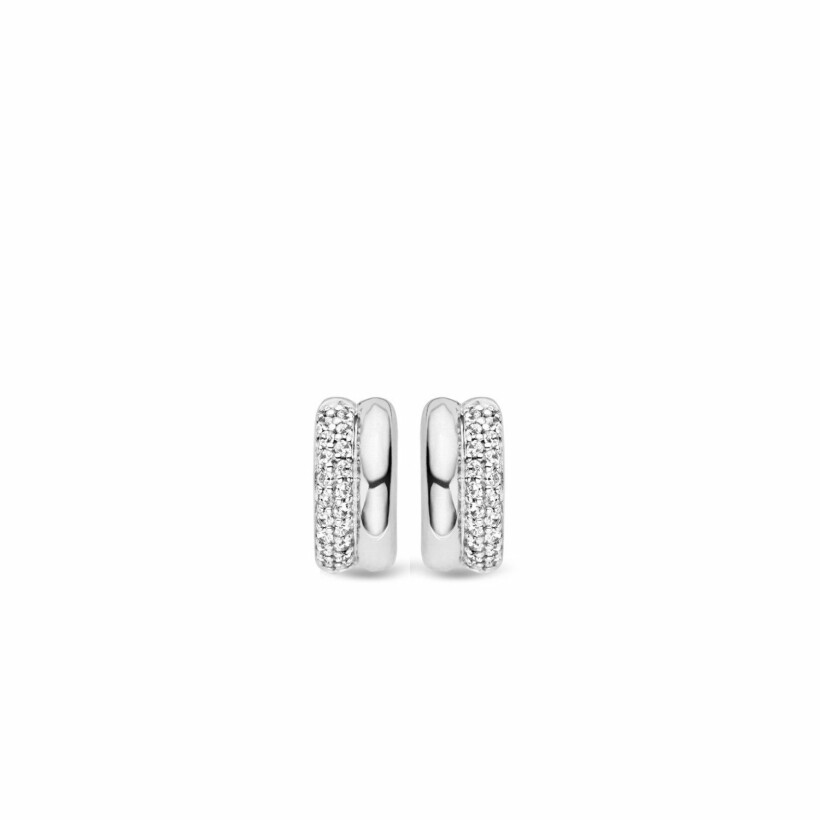 Boucles d'oreilles Ti Sento en argent rhodié, 2 rangs 