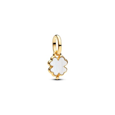 Charm Pandora Me Trèfle à Quatre Feuilles Blanc en métal doré et résine