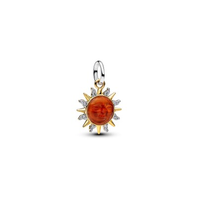 Charm Pandora Moments Soleil et Tourbillons en argent, métal doré, émail, verre de Murano et oxydes de zirconium