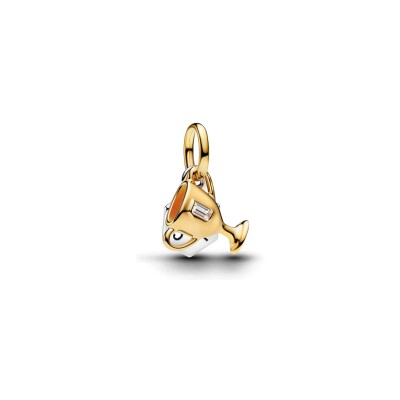 Charm Pandora Moments Double Trophée gravable en argent, métal doré, émail et oxydes de zirconium