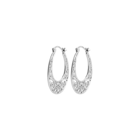 Boucles d'oreilles créoles en argent rhodié