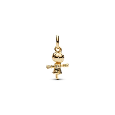 Charm Pandora Moments Citrouille Epouvantail en métal doré et oxyde de zirconium